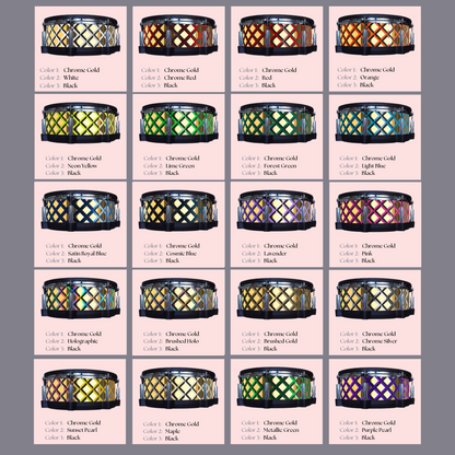 Easy-to-install vinyl snare drum wrap color catalogue featuring a wide range of color and pattern options, perfect for drummers looking to personalize their snare drum with unique designs.