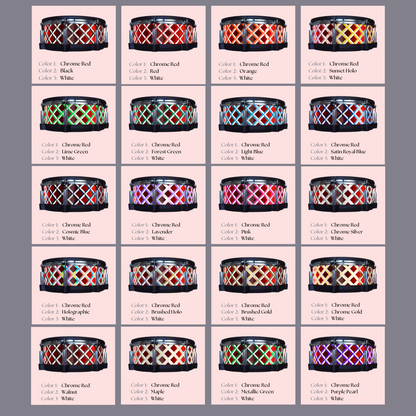 Easy-to-install vinyl snare drum wrap color catalogue featuring a wide range of color and pattern options, perfect for drummers looking to personalize their snare drum with unique designs.