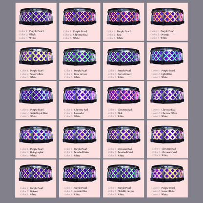 Easy-to-install vinyl snare drum wrap color catalogue featuring a wide range of color and pattern options, perfect for drummers looking to personalize their snare drum with unique designs.