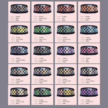 Easy-to-install vinyl snare drum wrap color catalogue featuring a wide range of color and pattern options, perfect for drummers looking to personalize their snare drum with unique designs.