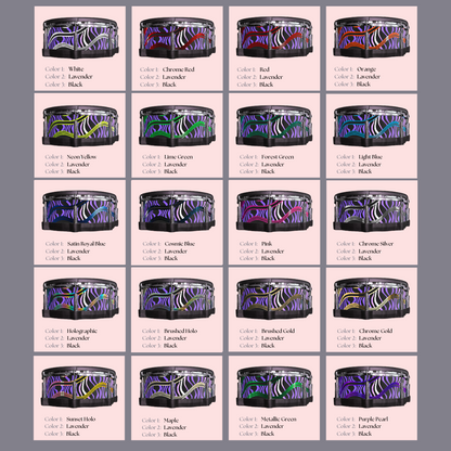 Easy-to-install vinyl snare drum wrap color catalogue featuring a wide range of color and pattern options, perfect for drummers looking to personalize their snare drum with unique designs.