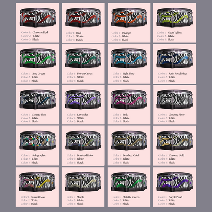 Easy-to-install vinyl snare drum wrap color catalogue featuring a wide range of color and pattern options, perfect for drummers looking to personalize their snare drum with unique designs.
